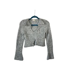 Y2K Gray Cropped Wool Sweater Small